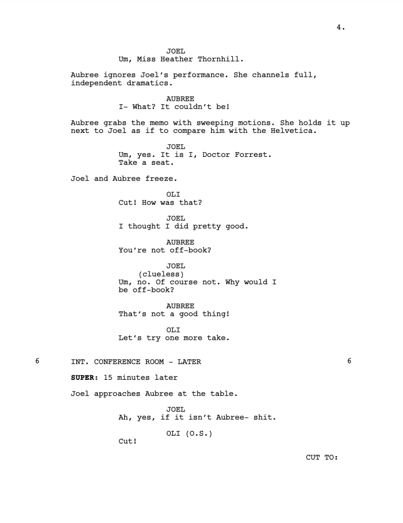 Script page from Amateur Actors Tell All